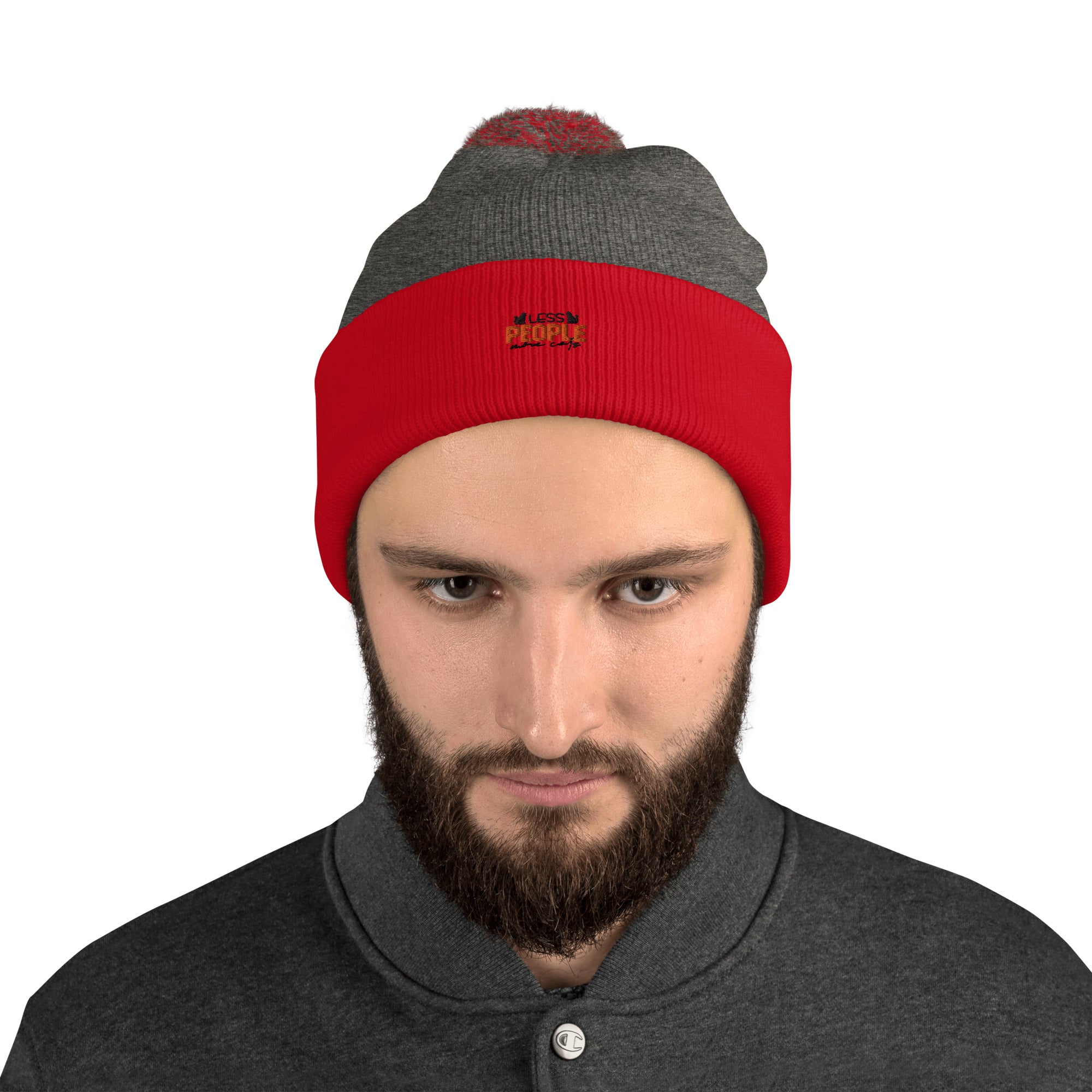 LESS PEOPLE MORE CATS - Pom-Pom Beanie