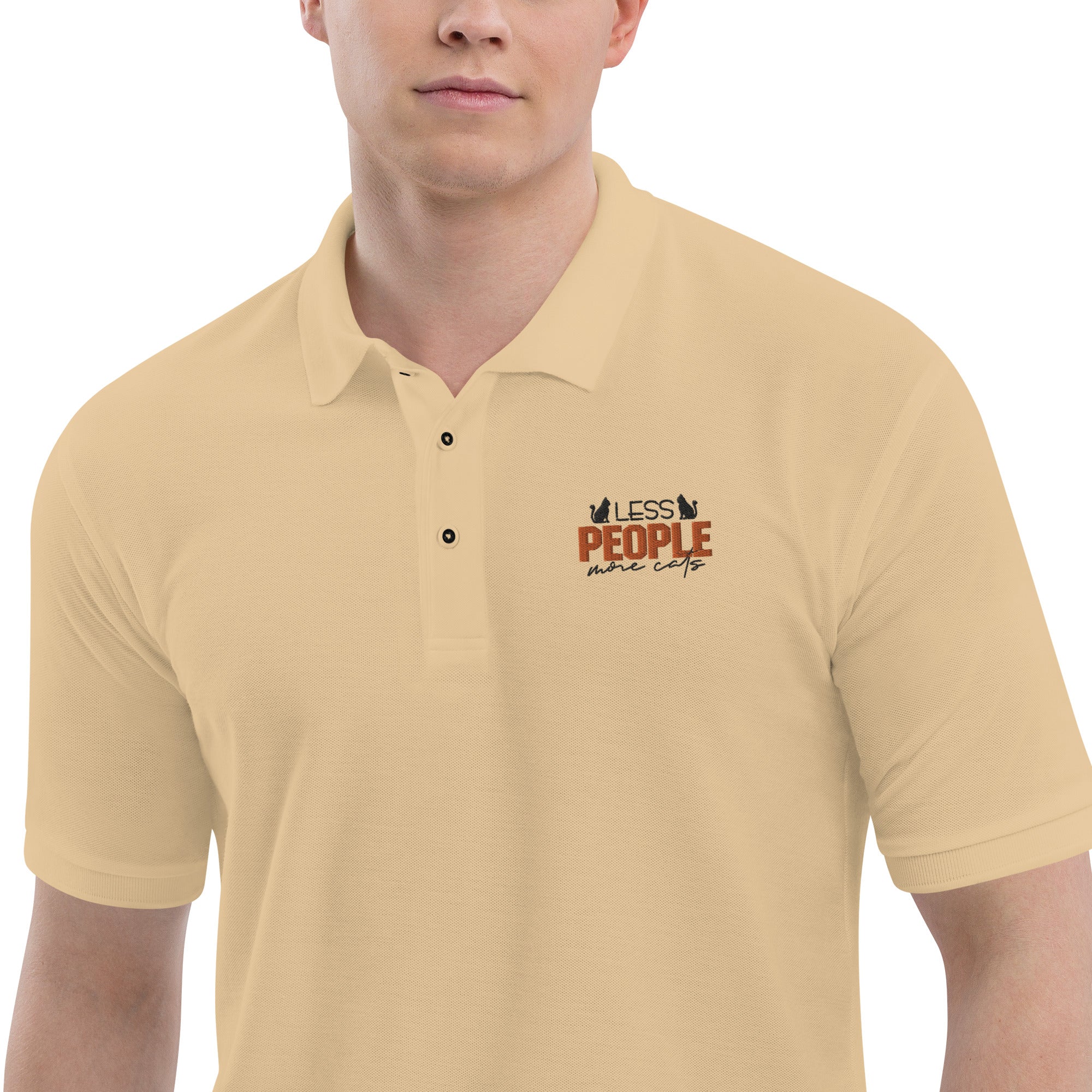 LESS PEOPLE MORE CATS - Men's Premium Polo