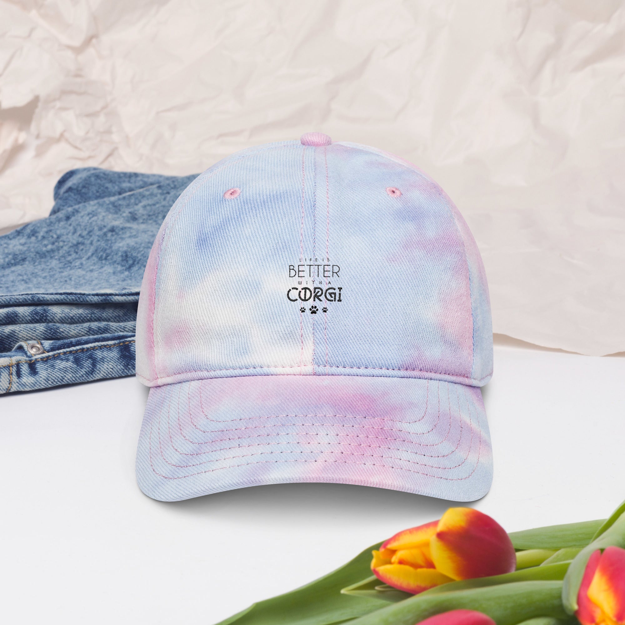 LIFE IS BETTER WITH A CORGI - Tie dye hat