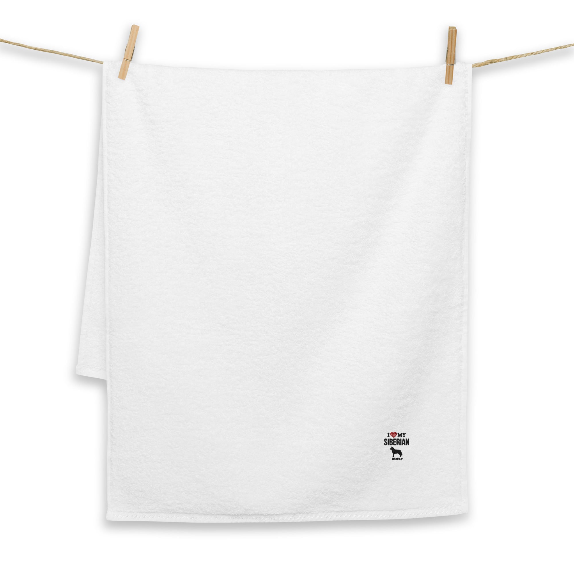 I LOVE MY SIBERIAN HUSKY - Turkish cotton towel