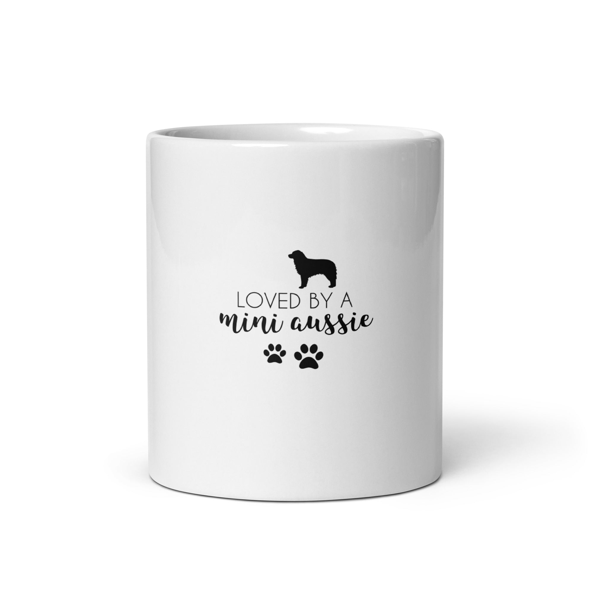 LOVED BY A MINI AUSSIE - White glossy mug