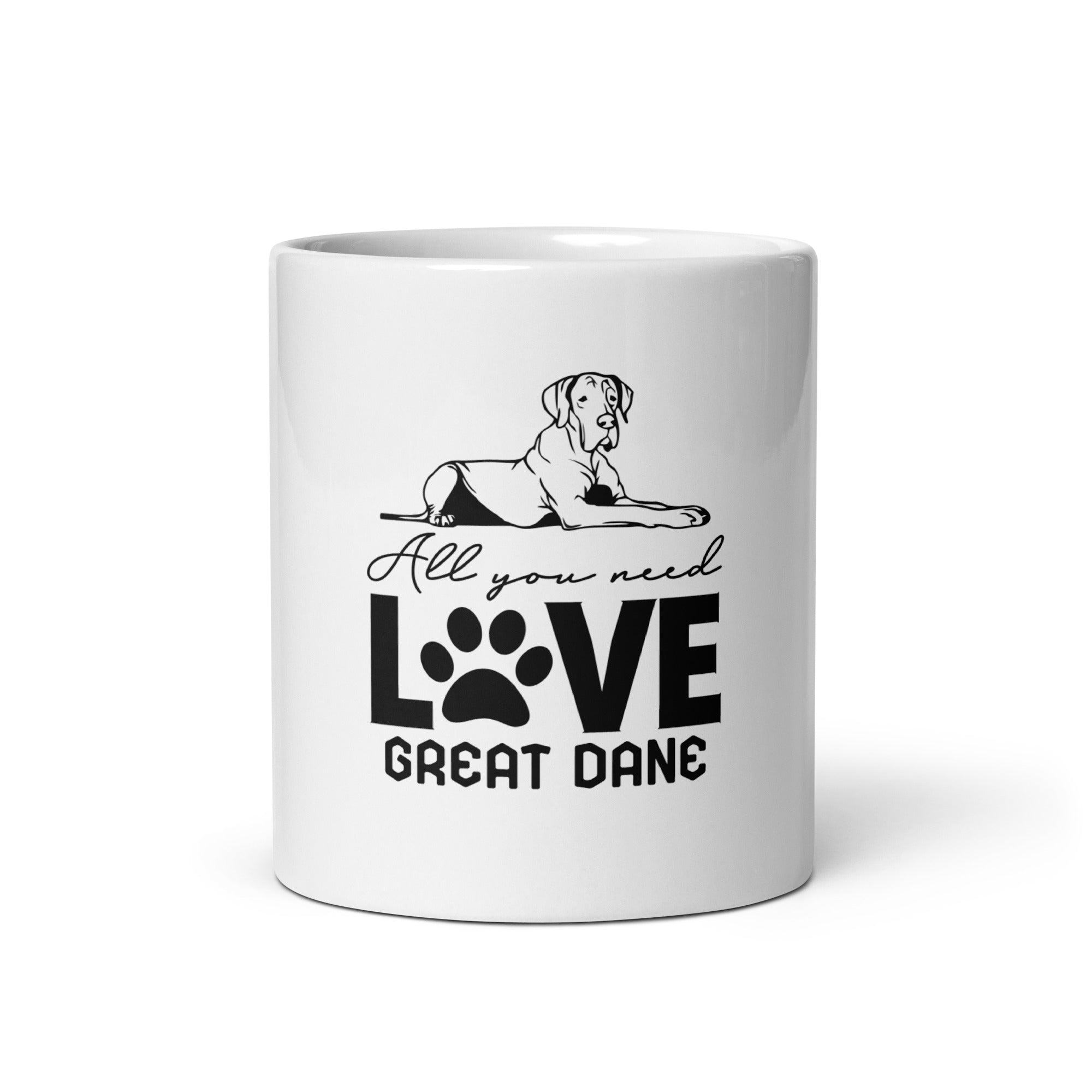 ALL YOU NEED LOVE GREAT DANE - White glossy mug