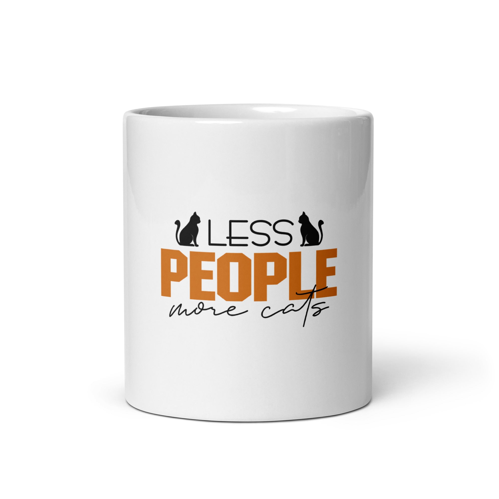 LESS PEOPLE MORE CATS - White glossy mug