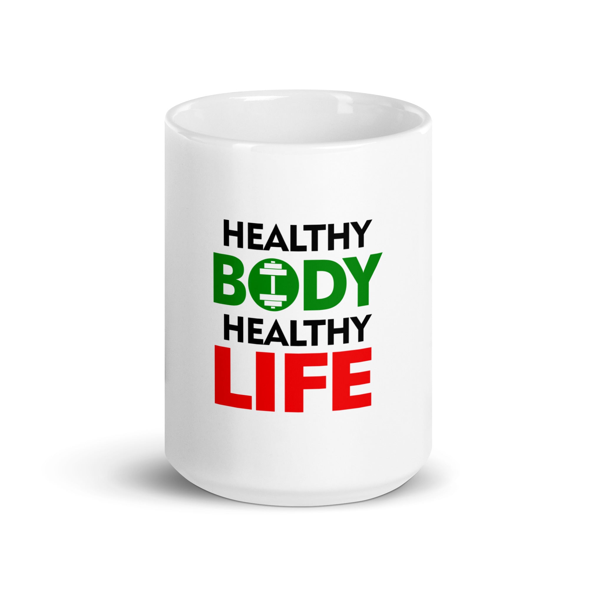 HEALTHY BODY HEALTHY LIFE - White glossy mug