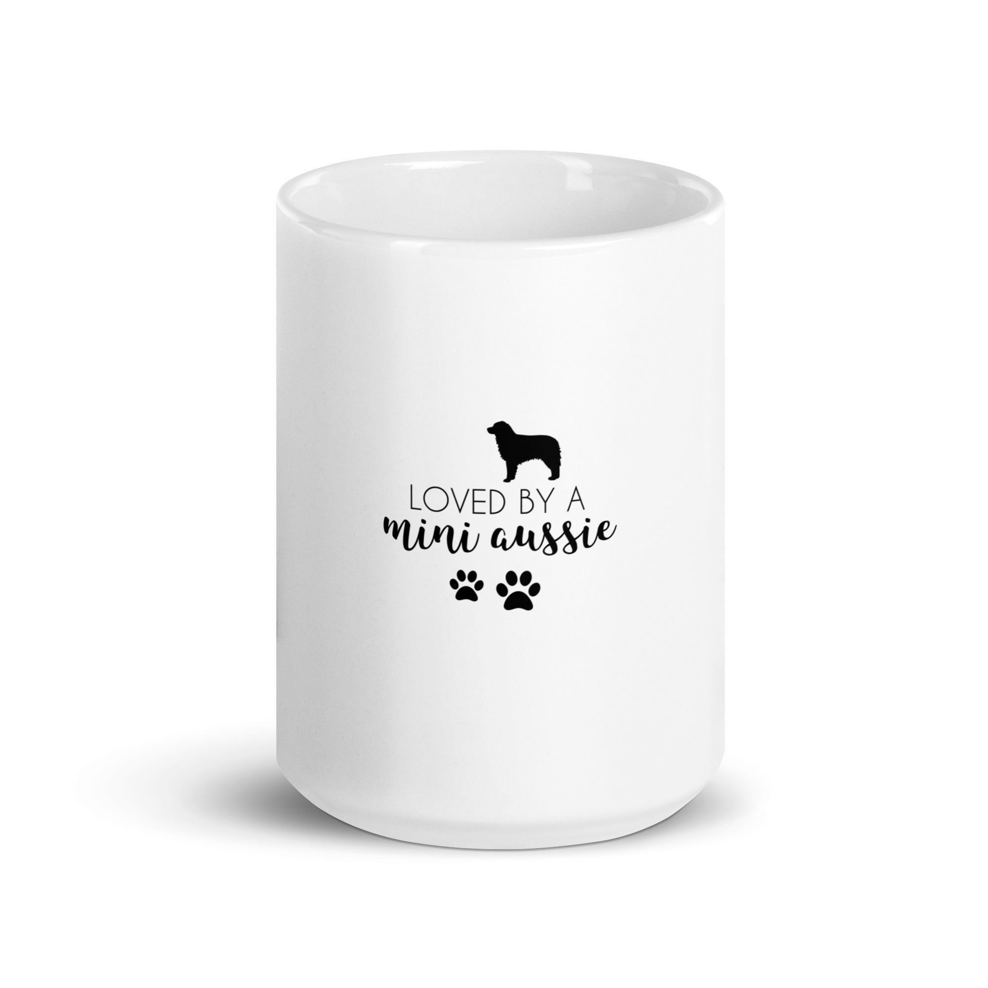 LOVED BY A MINI AUSSIE - White glossy mug