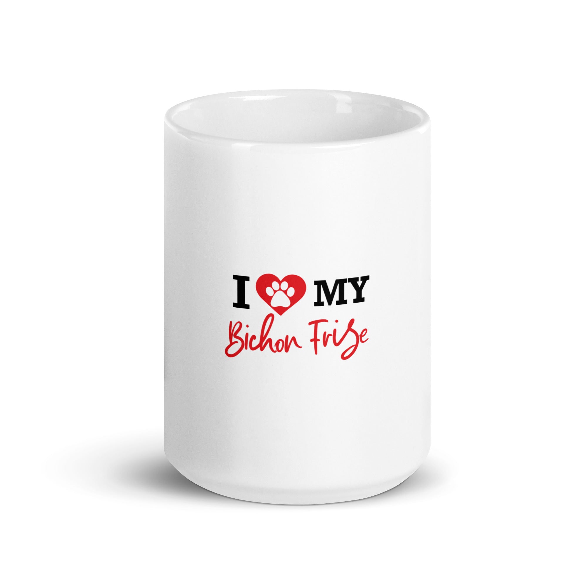 I LOVE MY BICHON FRISE - White glossy mug