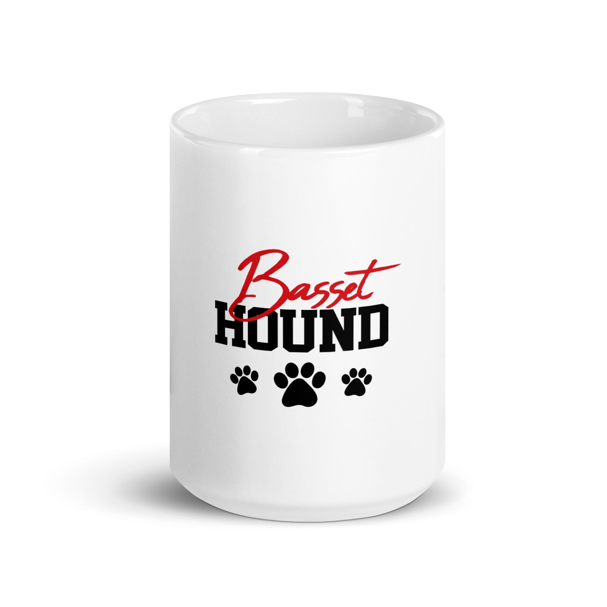BASSET HOUND - White glossy mug