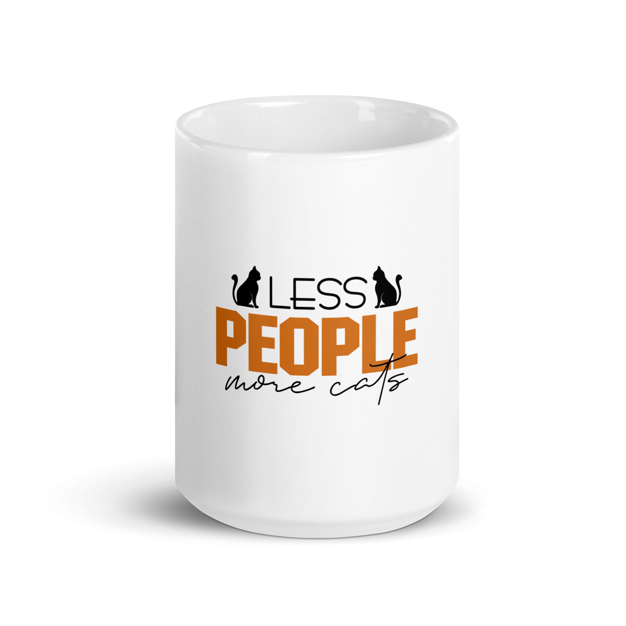 LESS PEOPLE MORE CATS - White glossy mug