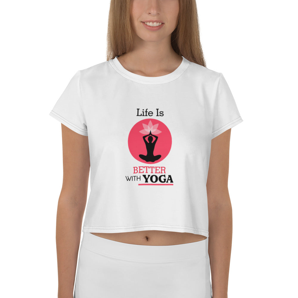 LIFE IS BETTER WITH YOGA - All-Over Print Crop Tee