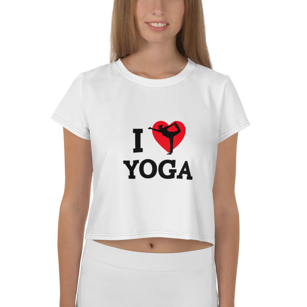 I LOVE YOGA - All-Over Print Crop Tee