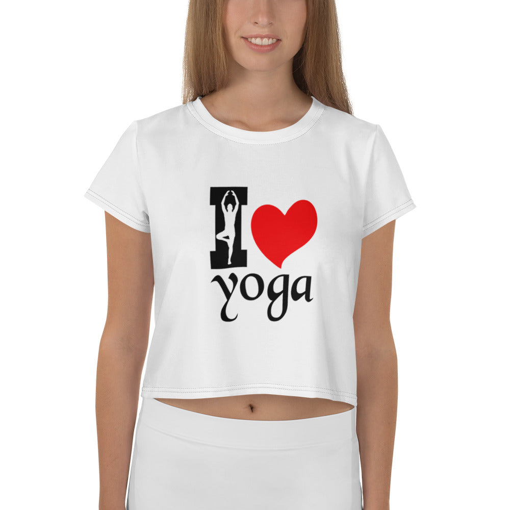 I LOVE YOGA - All-Over Print Crop Tee