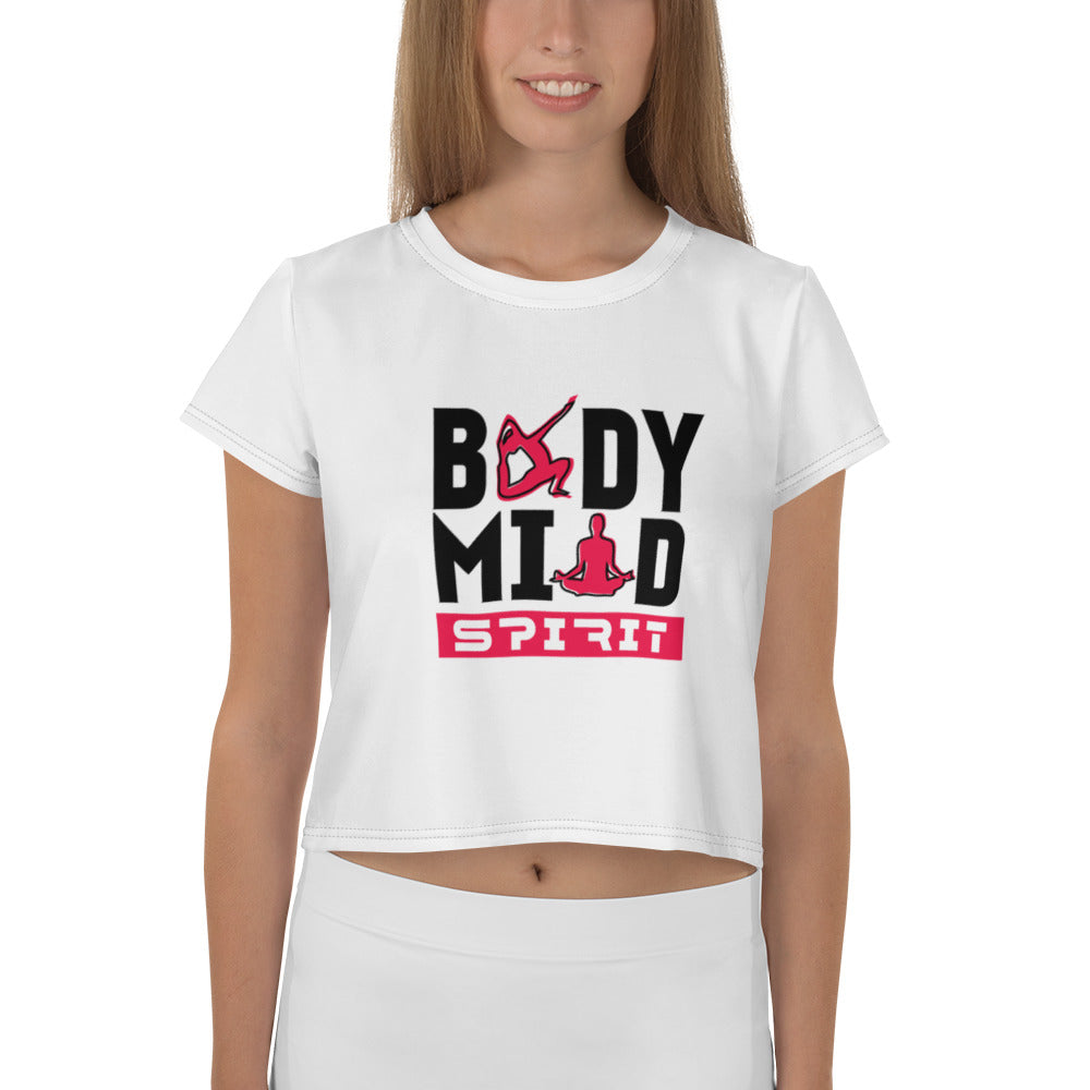 BODY MIND SPIRIT - All-Over Print Crop Tee