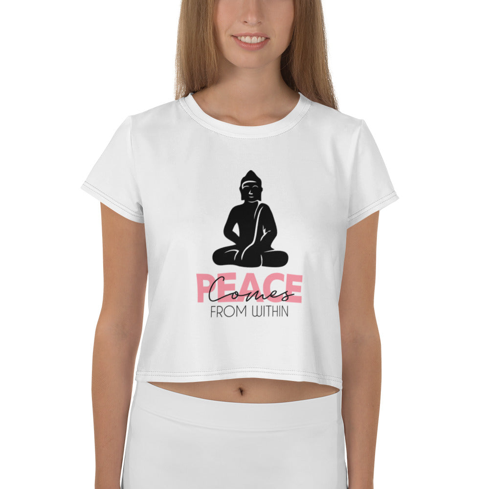 PEACE COMES FROM WITHIN - All-Over Print Crop Tee