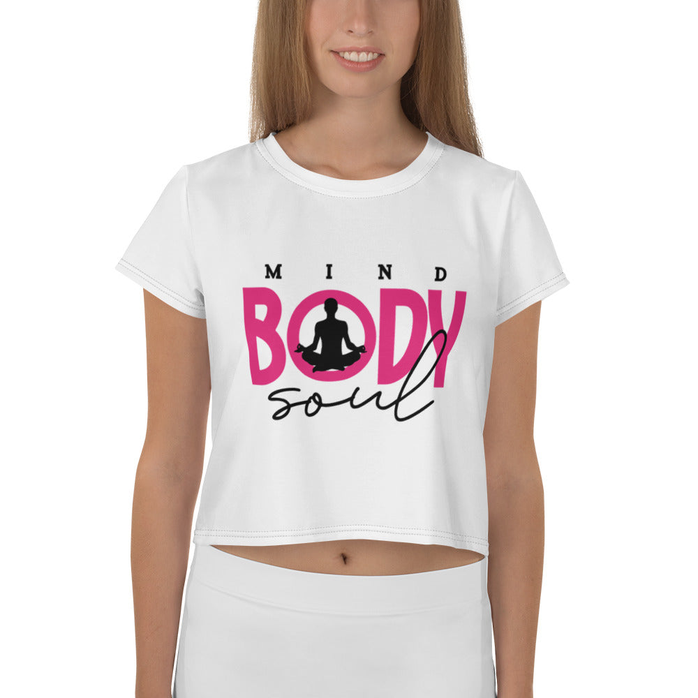 MIND BODY SOUL - All-Over Print Crop Tee