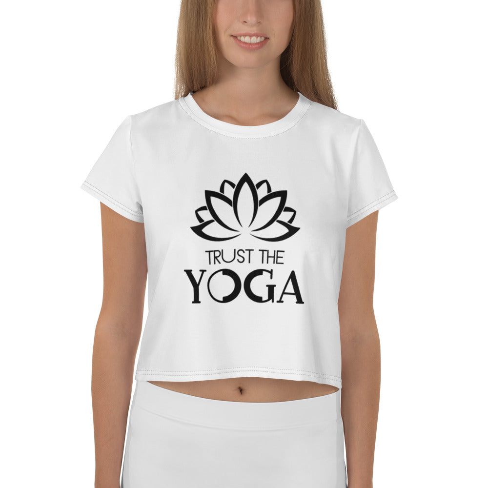 TRUST THE YOGA - All-Over Print Crop Tee