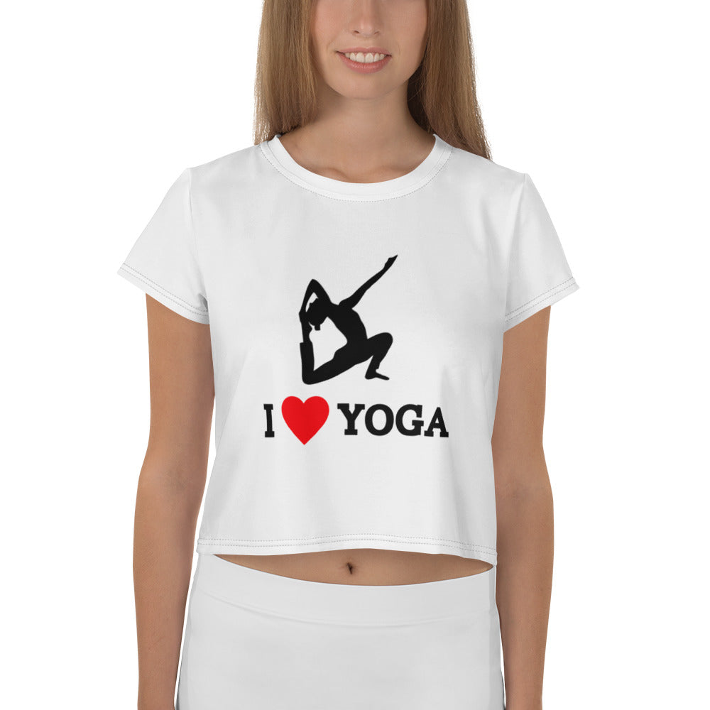 I LOVE YOGA - All-Over Print Crop Tee