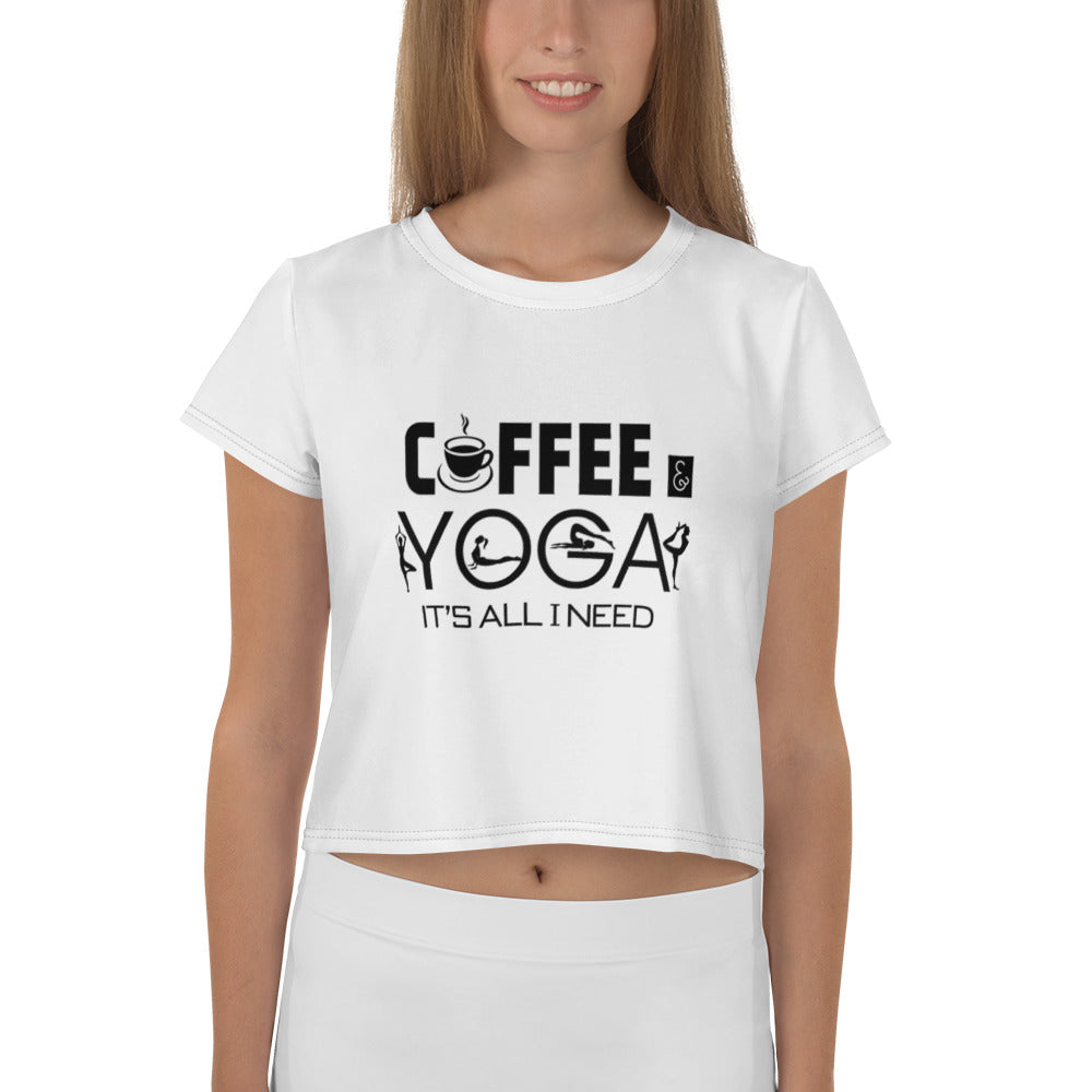 COFFEE & YOGA IT'S ALL I NEED - All-Over Print Crop Tee