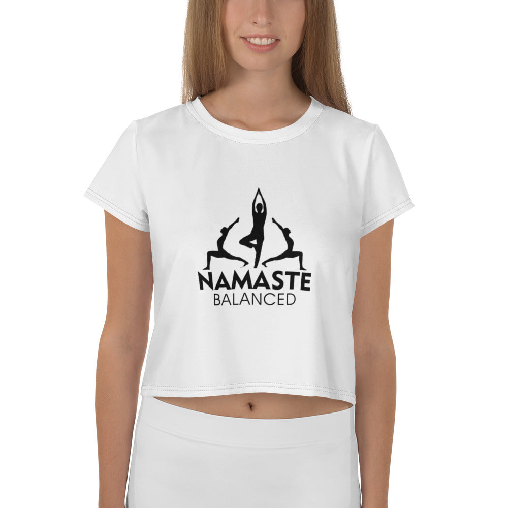 NAMASTE BALANCED - All-Over Print Crop Tee