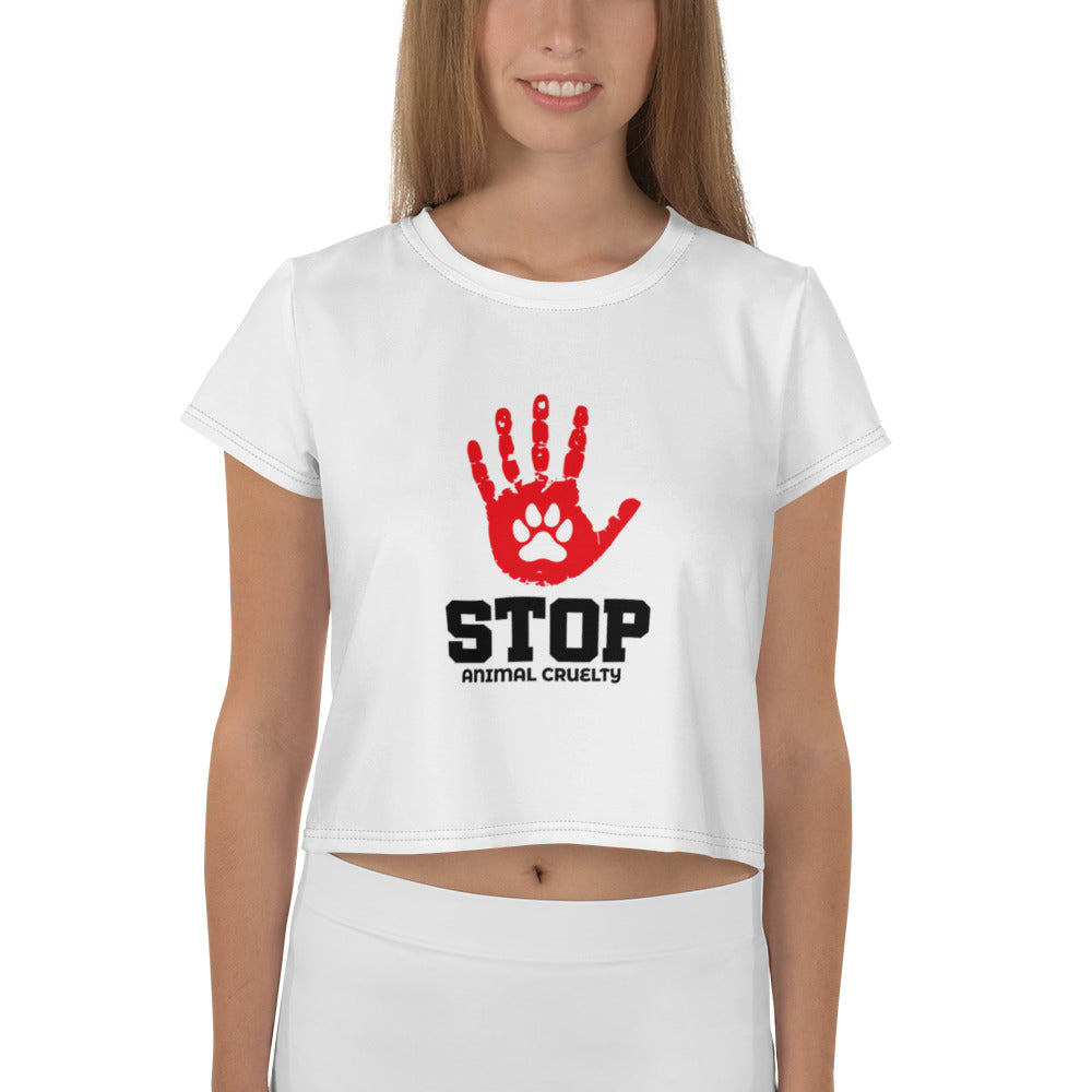 STOP ANIMAL CRUELTY - All-Over Print Crop Tee