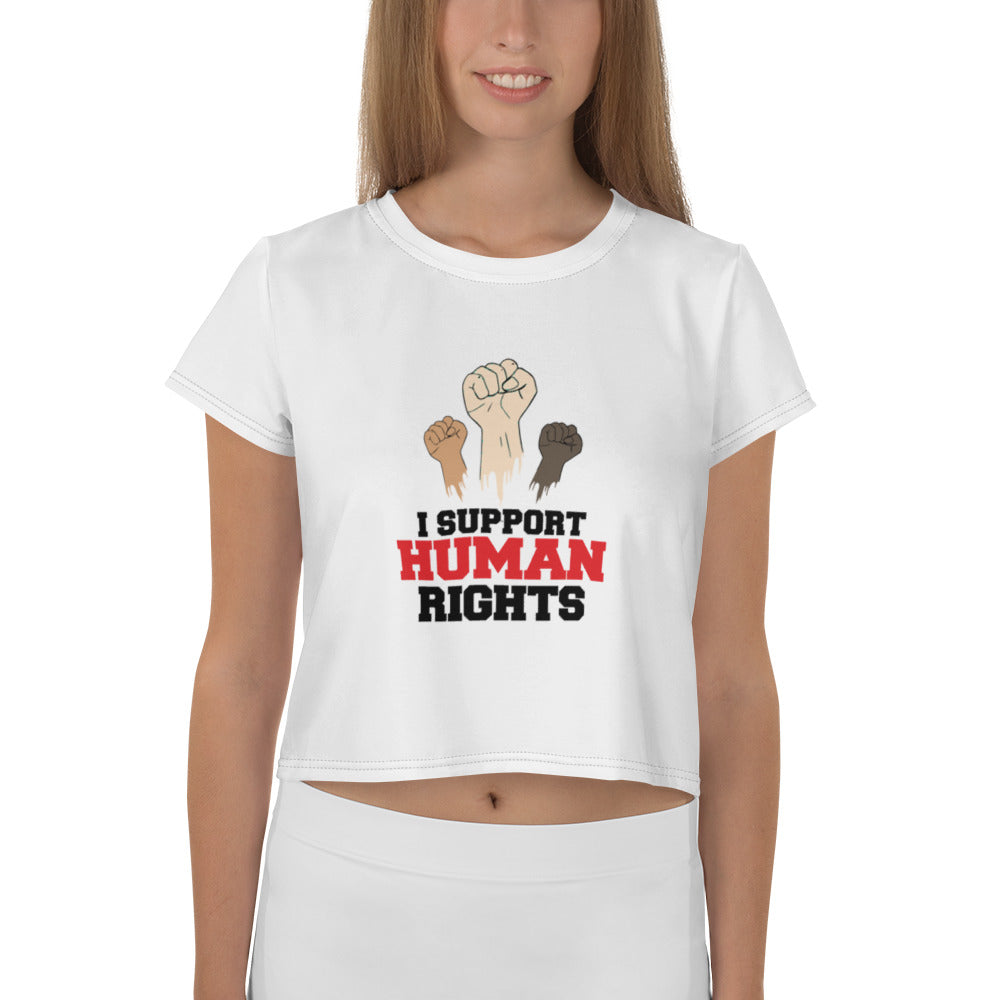 I SUPPORT HUMAN RIGHTS - All-Over Print Crop Tee