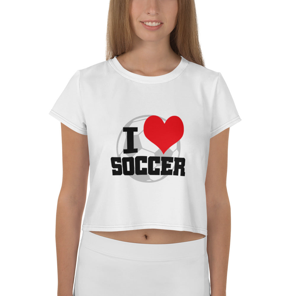 I LOVE SOCCER - All-Over Print Crop Tee