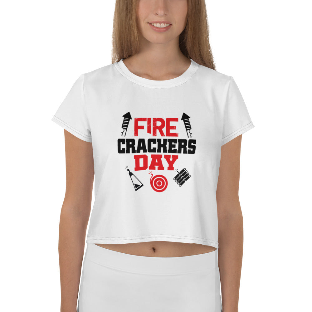 FIRE CRACKERS DAY - All-Over Print Crop Tee