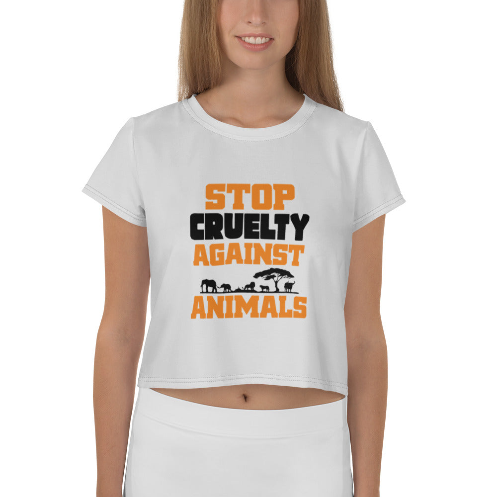 STOP CRUELTY AGAINST ANIMALS - All-Over Print Crop Tee