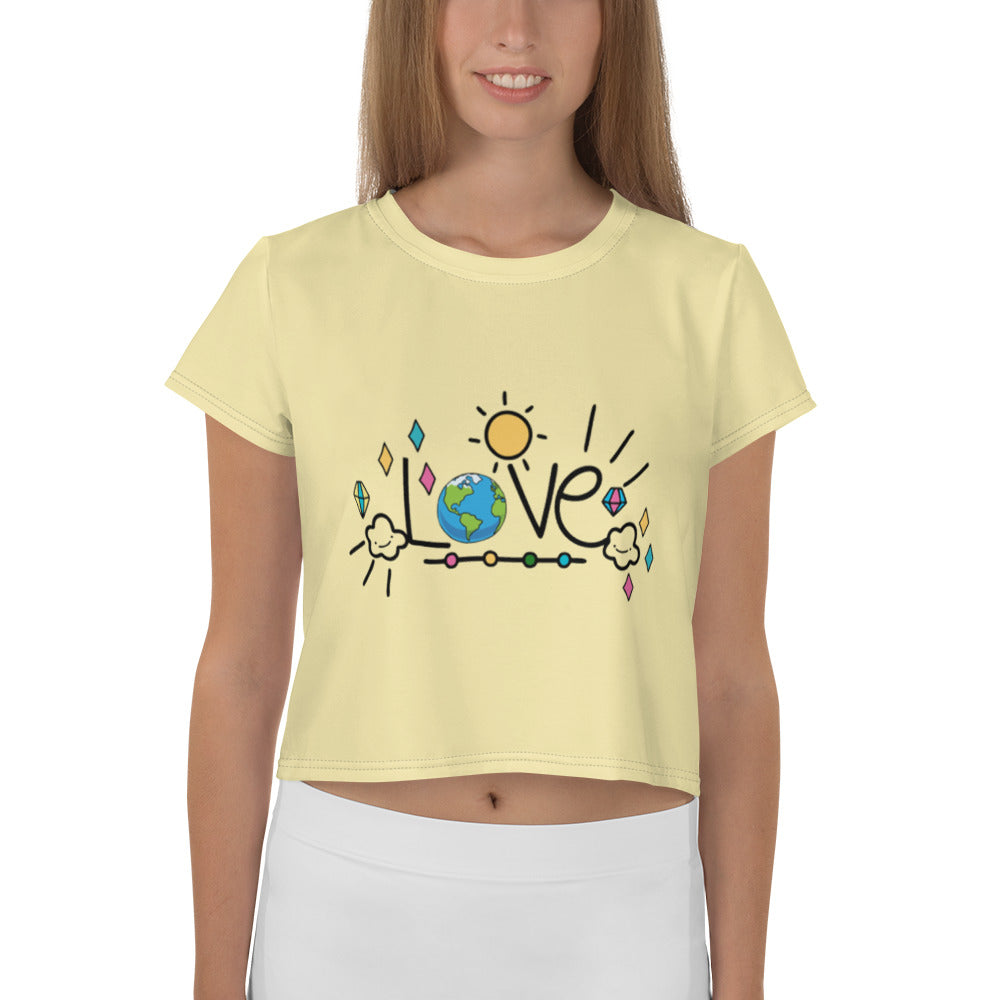 LOVE EARTH - All-Over Print Crop Tee