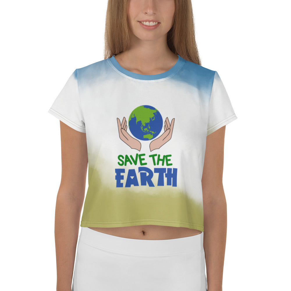 SAVE THE EARTH - All-Over Print Crop Tee