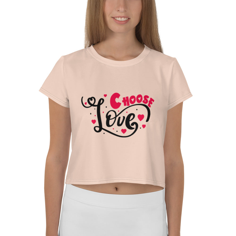 CHOOSE LOVE - All-Over Print Crop Tee