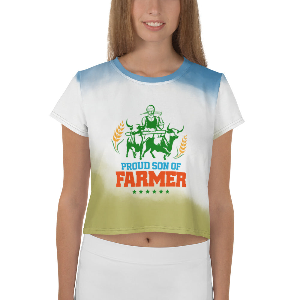 PROUD SON OF FARMER - All-Over Print Crop Tee