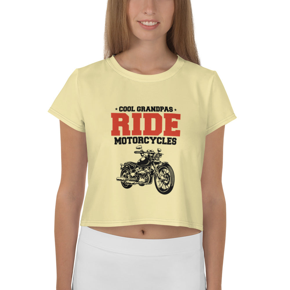 COOL GRANDPAS RIDE MOTORCYCLES - All-Over Print Crop Tee