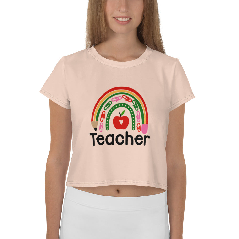 TEACHER - All-Over Print Crop Tee