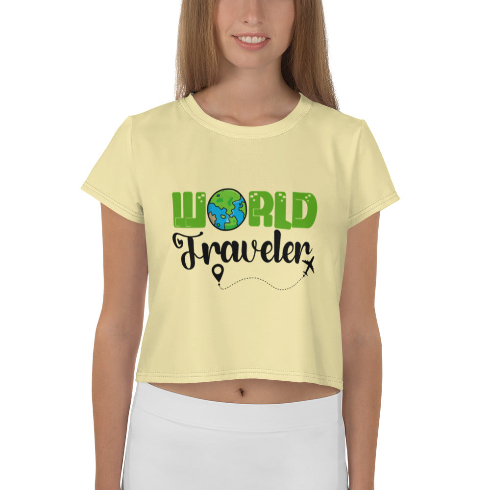 WORLD TRAVELER - All-Over Print Crop Tee