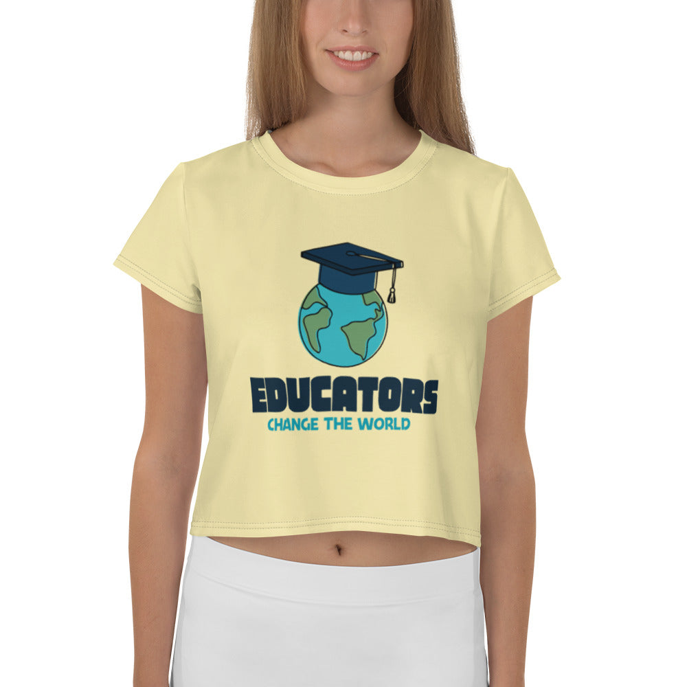 EDUCATORS CHANGE THE WORLD - All-Over Print Crop Tee