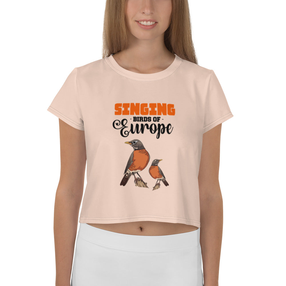 SINGING BIRDS OF EUROPE - All-Over Print Crop Tee