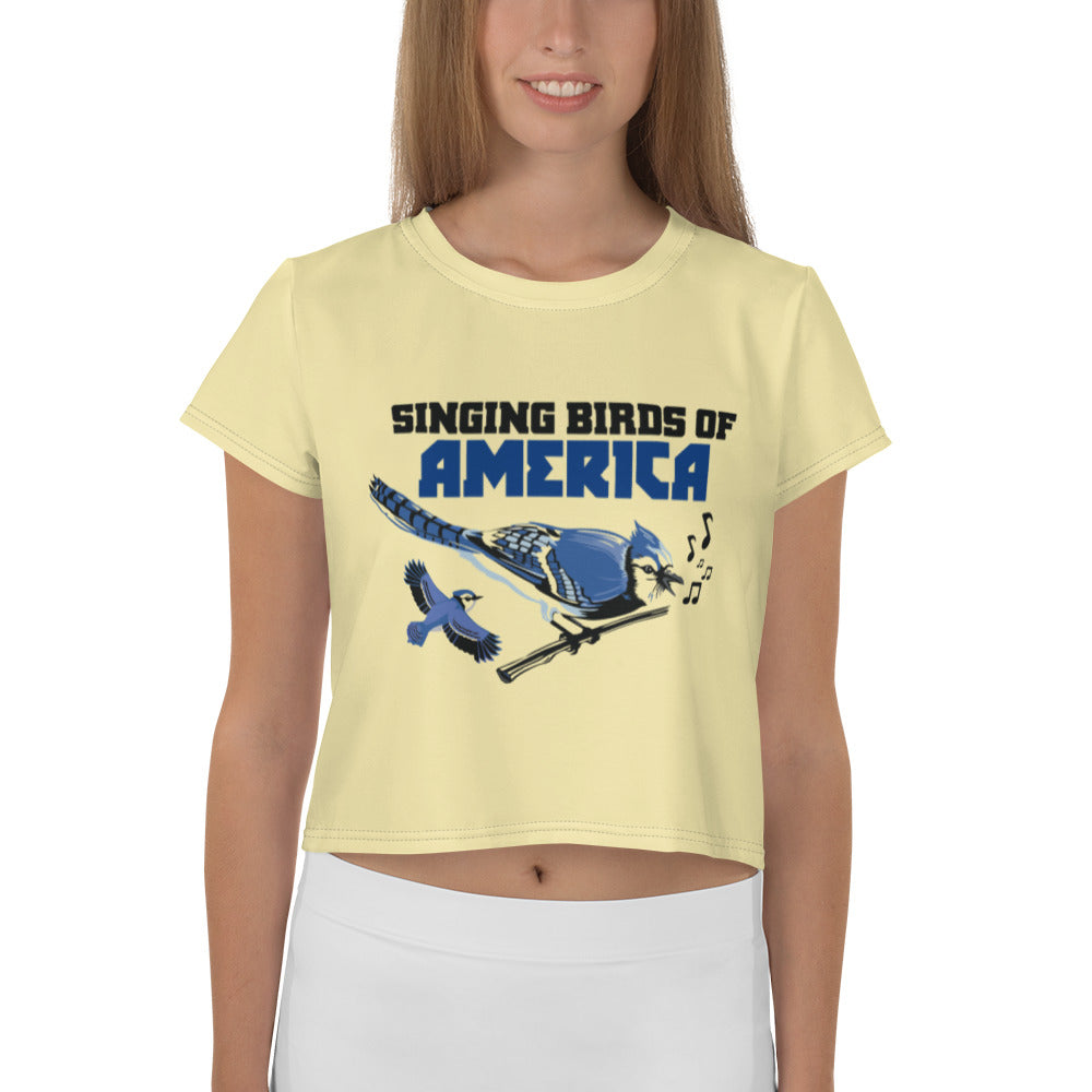 SINGING BIRDS OF AMERICA - All-Over Print Crop Tee