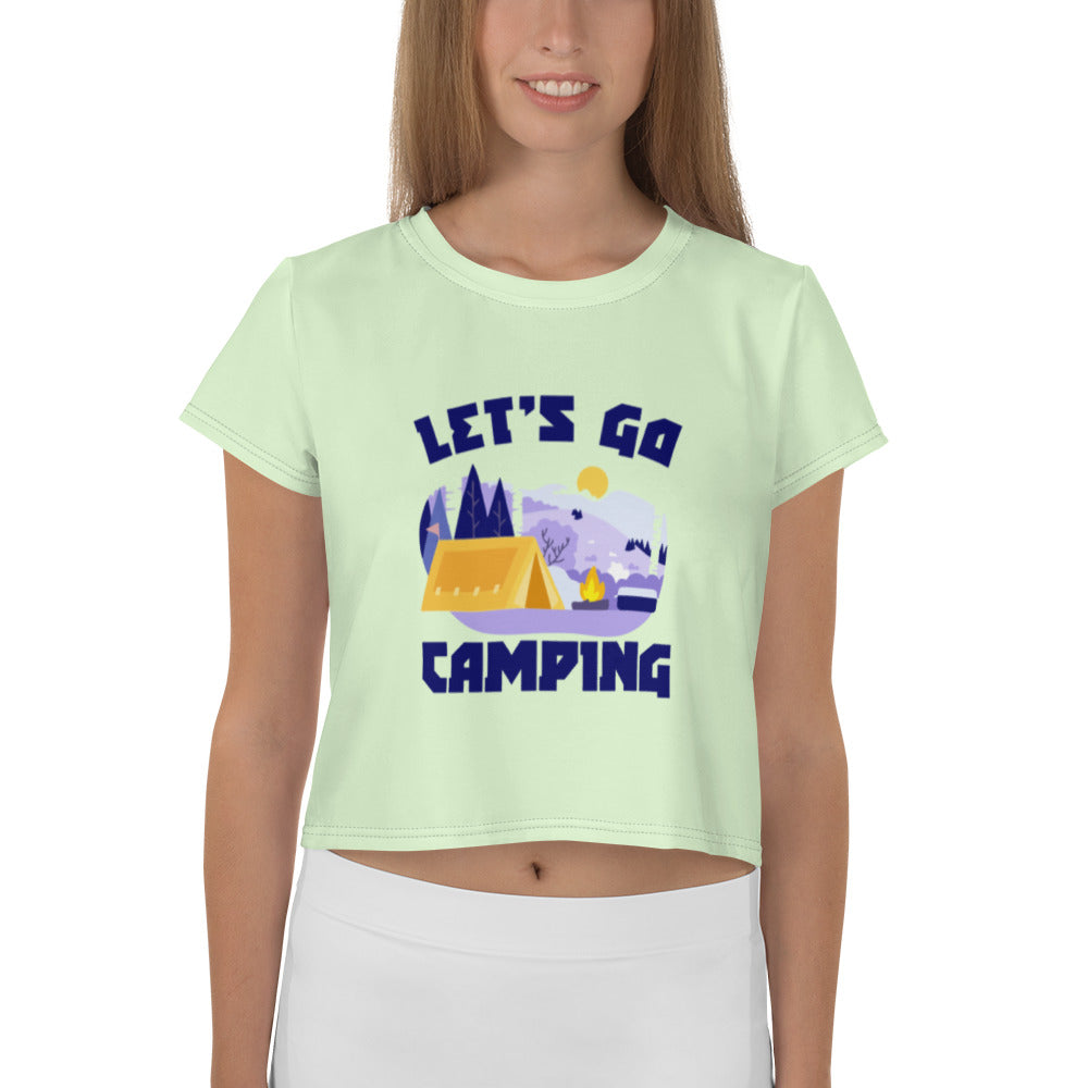 LET'S GO CAMPING - All-Over Print Crop Tee