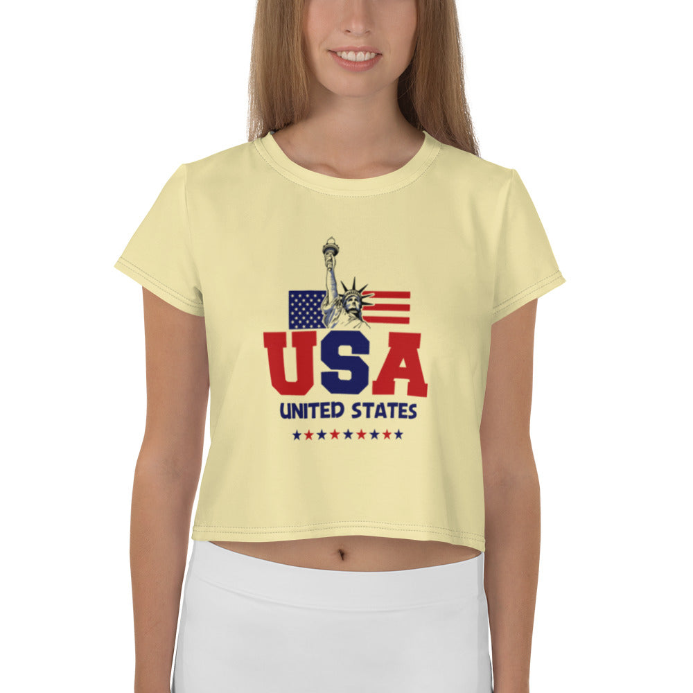 UNITED STATES OF AMERICA - All-Over Print Crop Tee