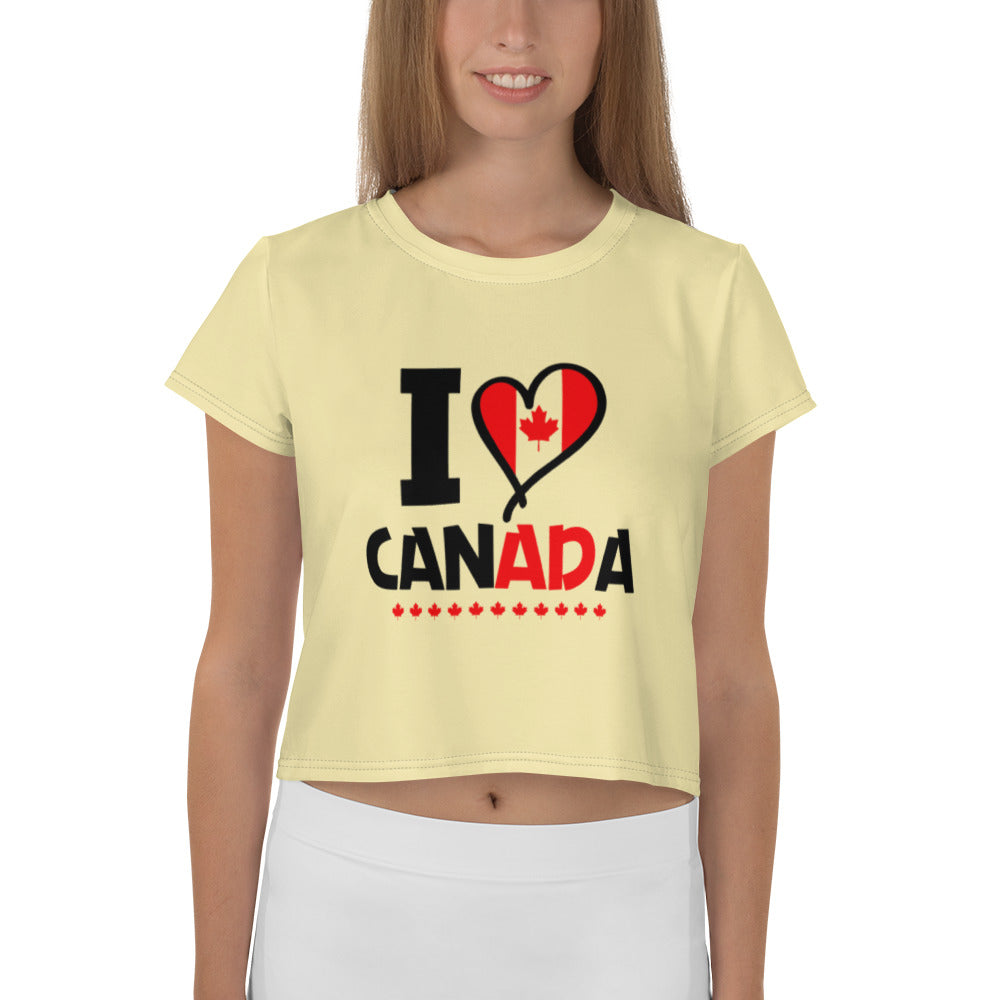 I LOVE CANADA - All-Over Print Crop Tee