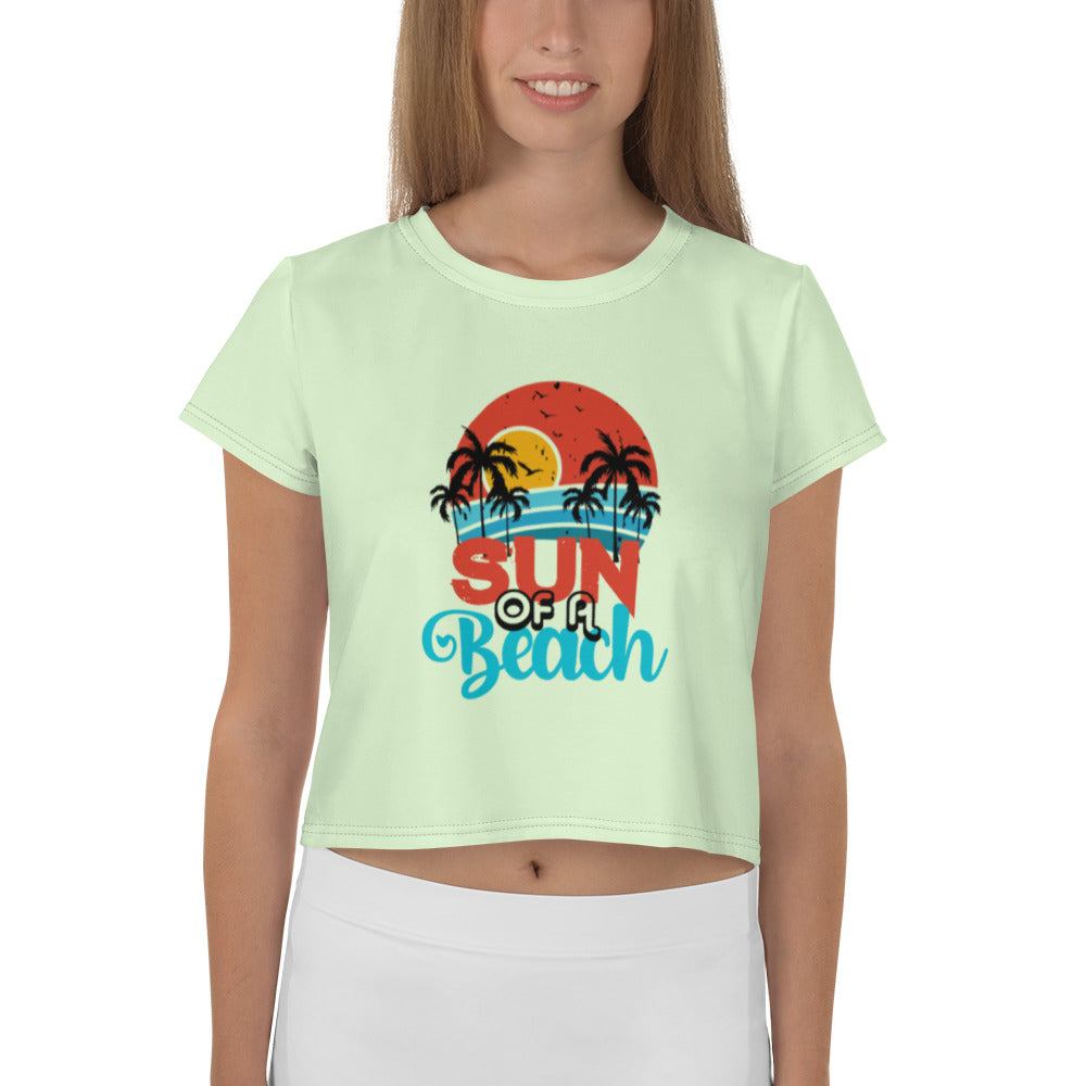 SUN OF A BEACH - All-Over Print Crop Tee