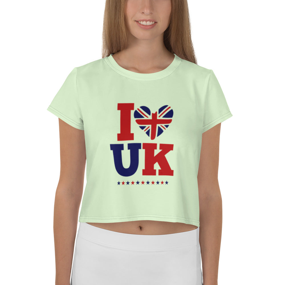 I LOVE UK - All-Over Print Crop Tee