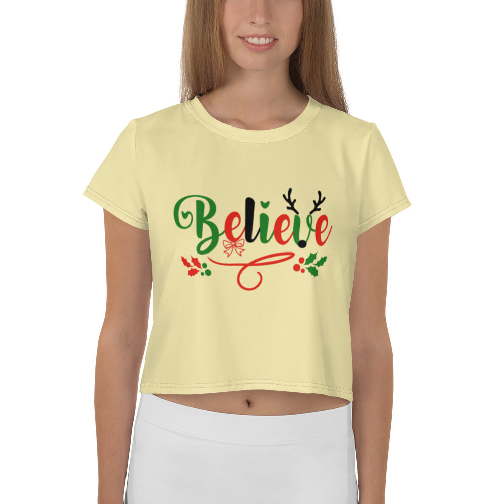 BELIEVE - All-Over Print Crop Tee