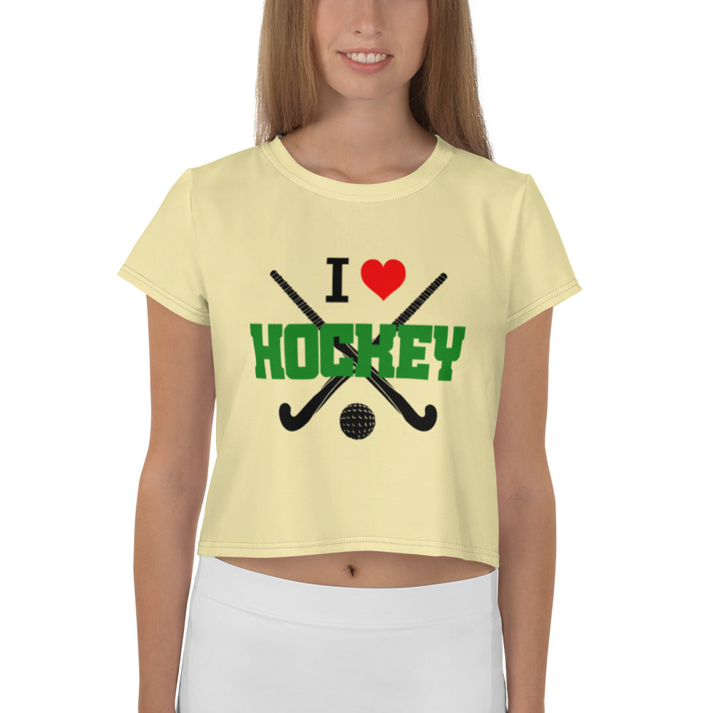 I LOVE HOCKEY - All-Over Print Crop Tee