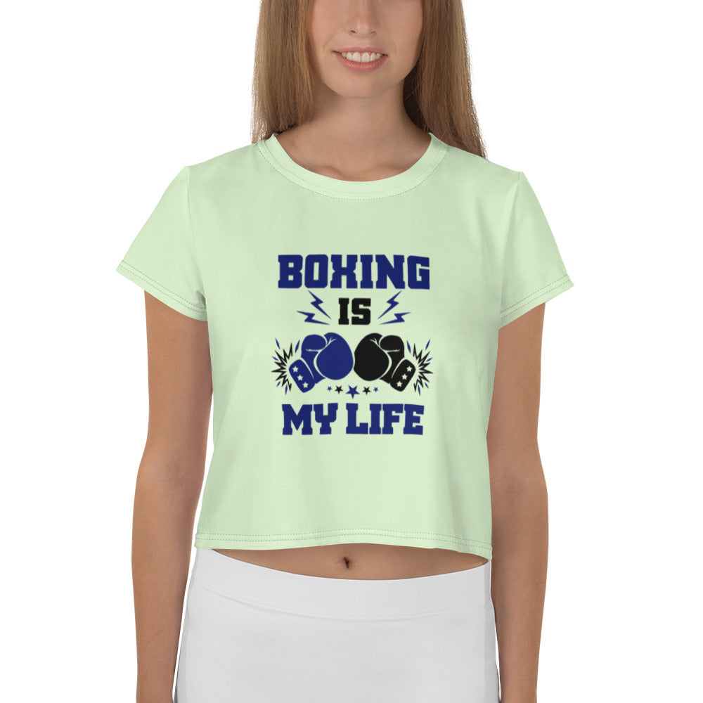 BOXING IS MY LIFE - All-Over Print Crop Tee