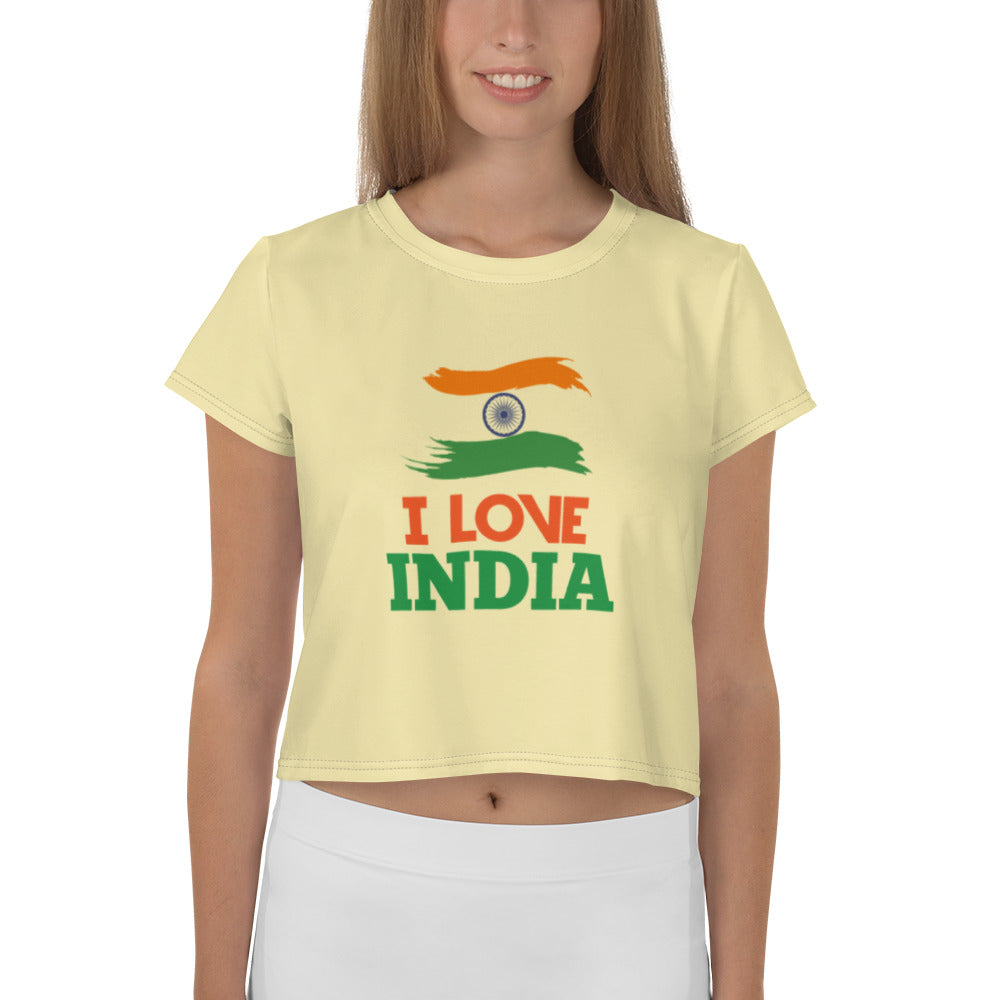 I LOVE INDIA - All-Over Print Crop Tee