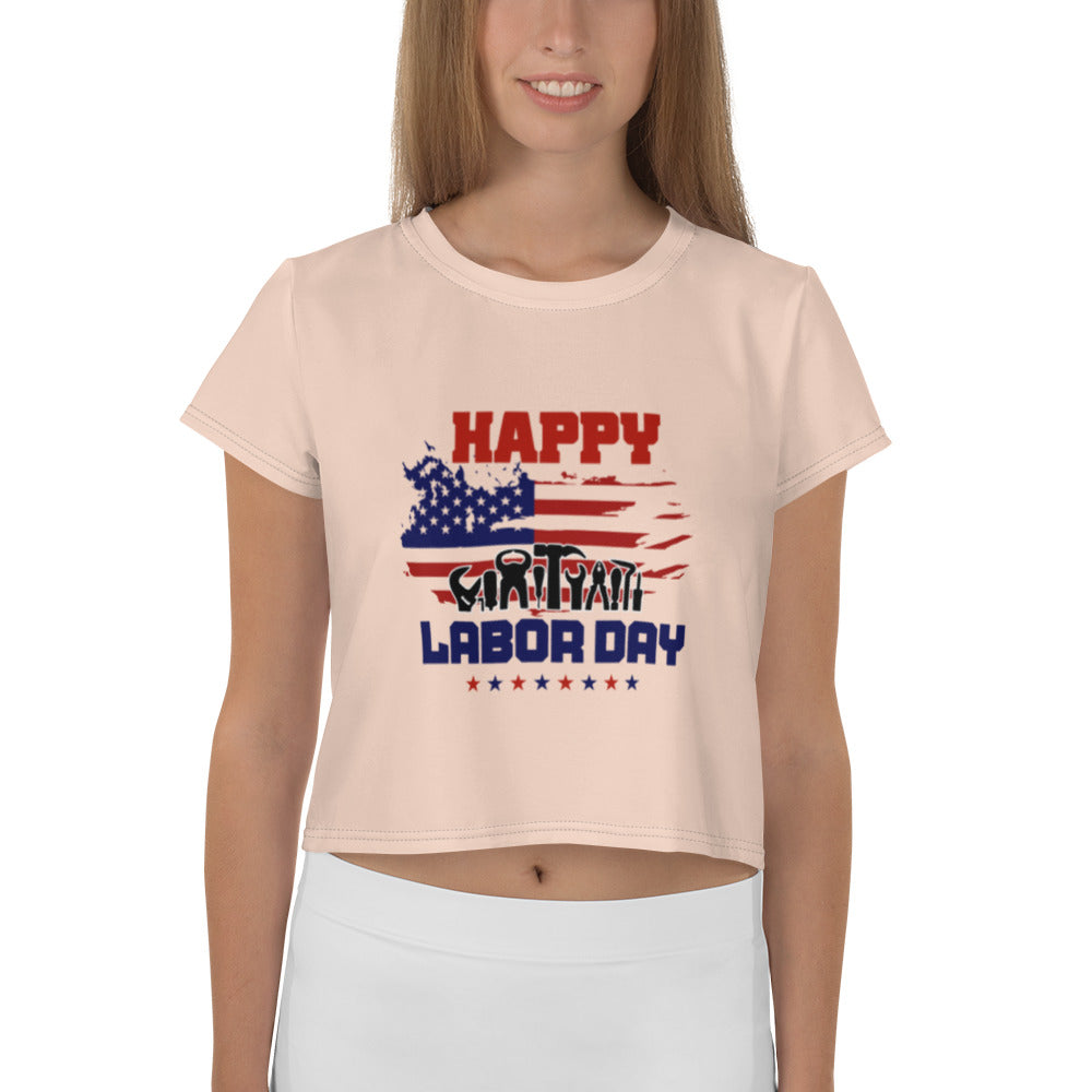 HAPPY LABOR DAY - All-Over Print Crop Tee