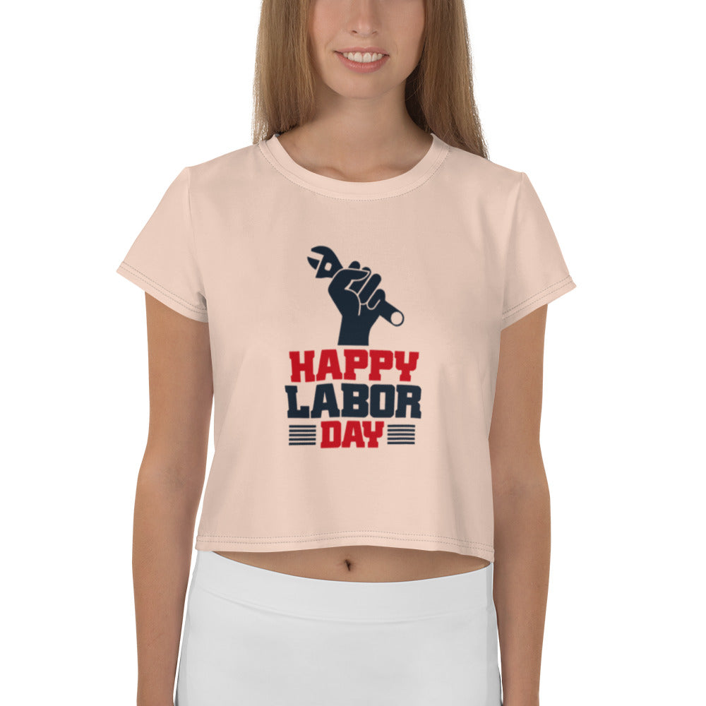 HAPPY LABOR DAY - All-Over Print Crop Tee