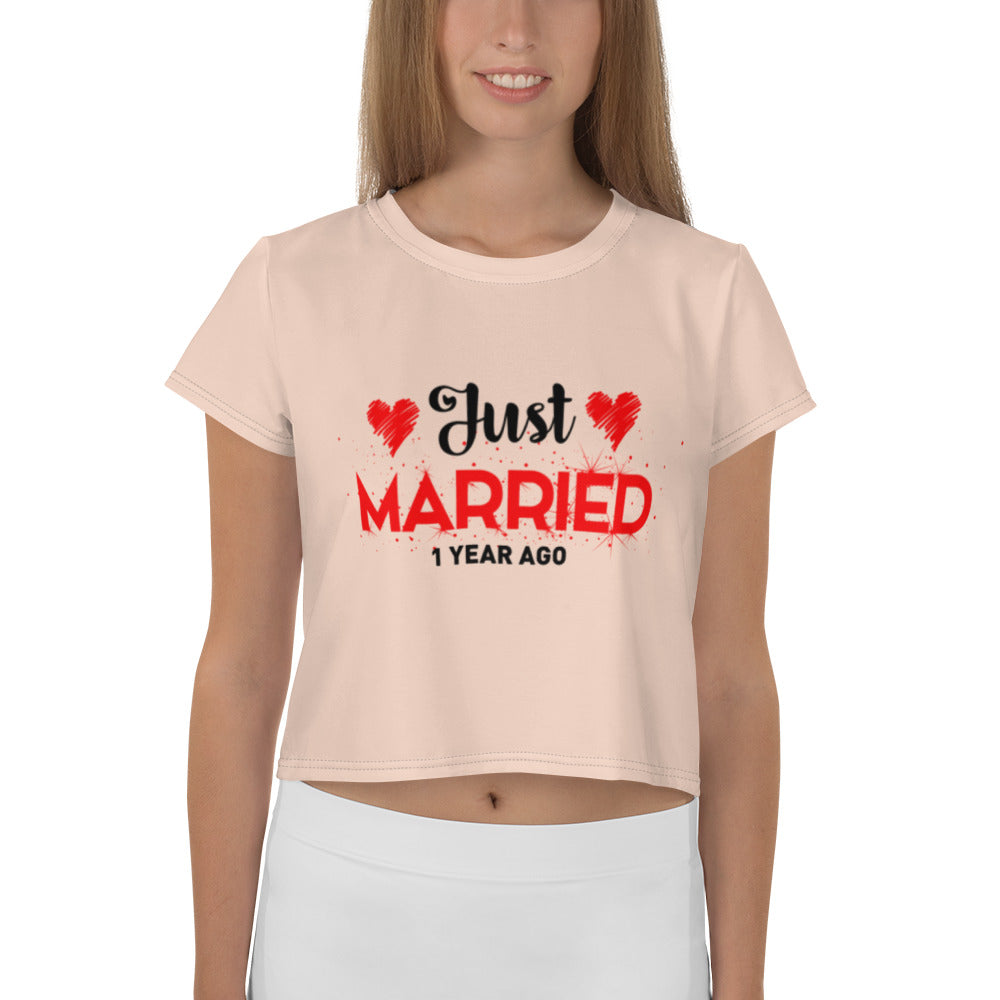 JUST MARRIED - All-Over Print Crop Tee