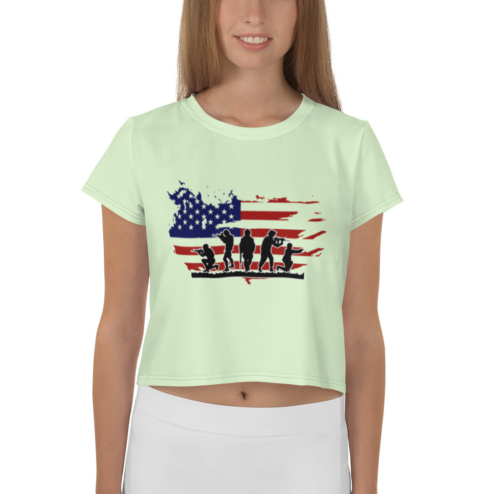 AMERICAN SOLDIERS - All-Over Print Crop Tee